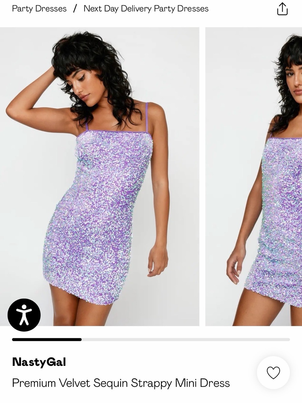 Nasty Gal Lavender Sequin Strappy Mini Dress